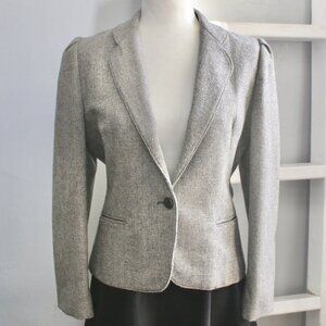 New Traditions Vinatge Gray Tweed Wool Tailored One-Button Blazer Size Small